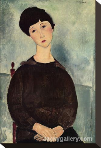 Jeune Fille Brune Assise by Amedeo Modigliani paintings reproduction - Click Image to Close